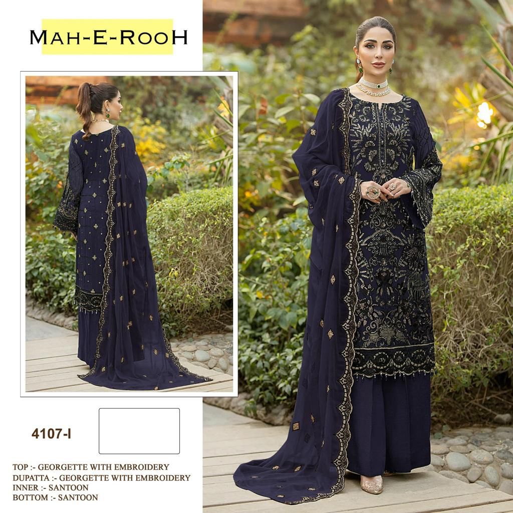 Mah E Rooh 4107 Dark Color Embroidery Wedding Salwar Suit